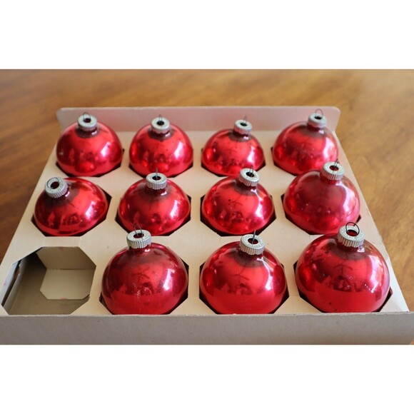 Lot Christmas Shiny Brite 22x Plain Red Silver Glass Ornament Ball USA Made 2.5" - Picture 6 of 14